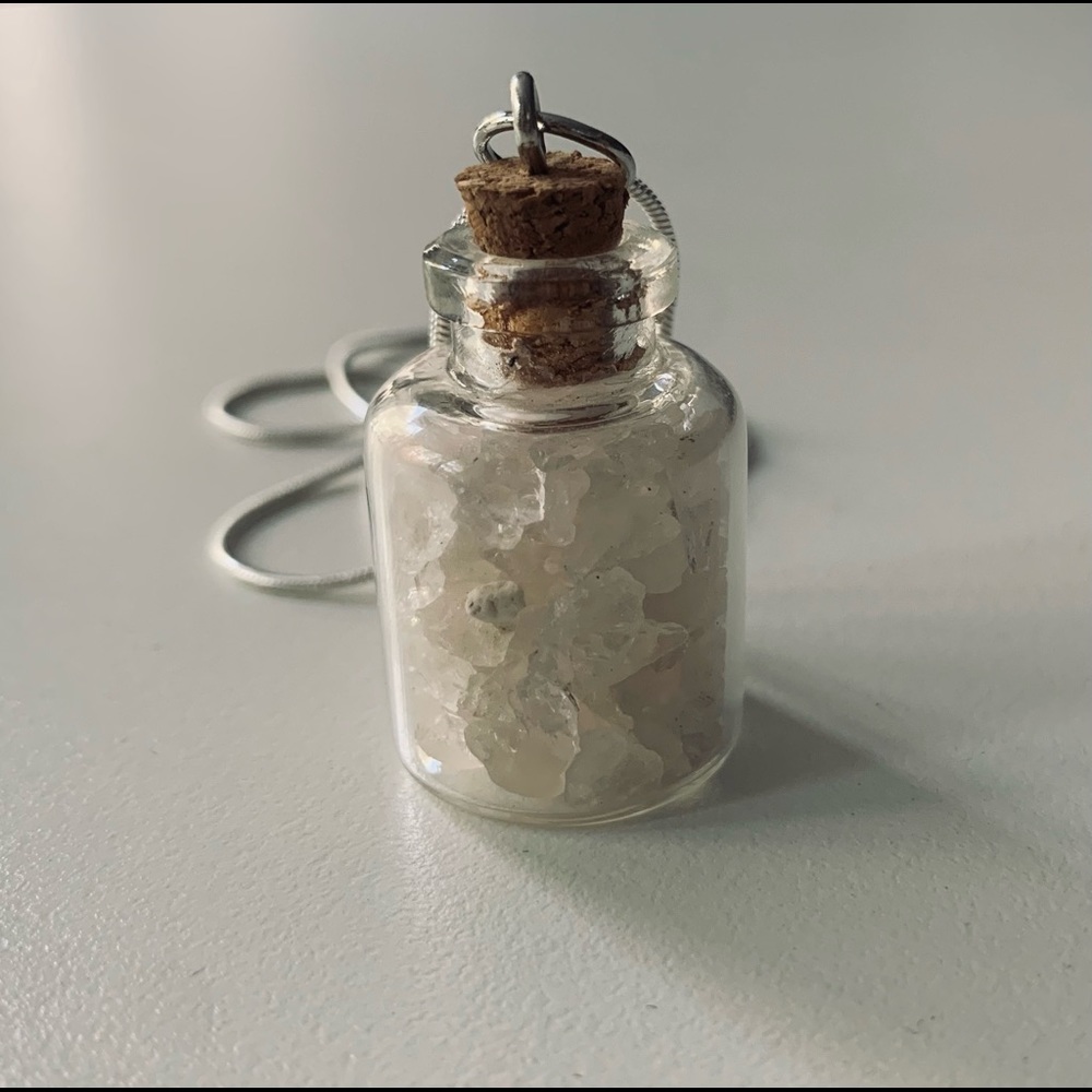 Clear quartz jar necklace